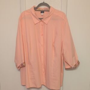 Basic Editions Orange Checkered Blouse
